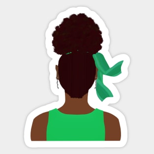 High Afro Puff Ponytail with Green Outfit (White Background) Sticker